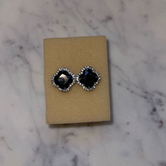 Lord & Taylor Black Cubic Zirconia Sterling Silver Stud Earrings - Picture 8 of 9